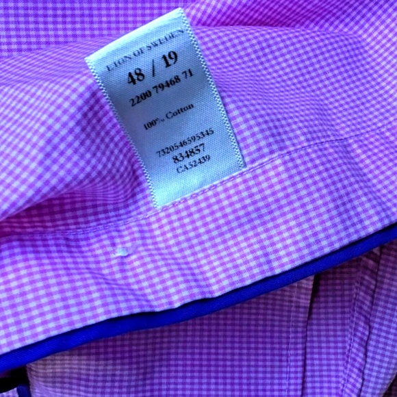 ETON contemporary lovely mini pink checkered cotton shirt Sz 19 made in Europe - Picture 2 of 10